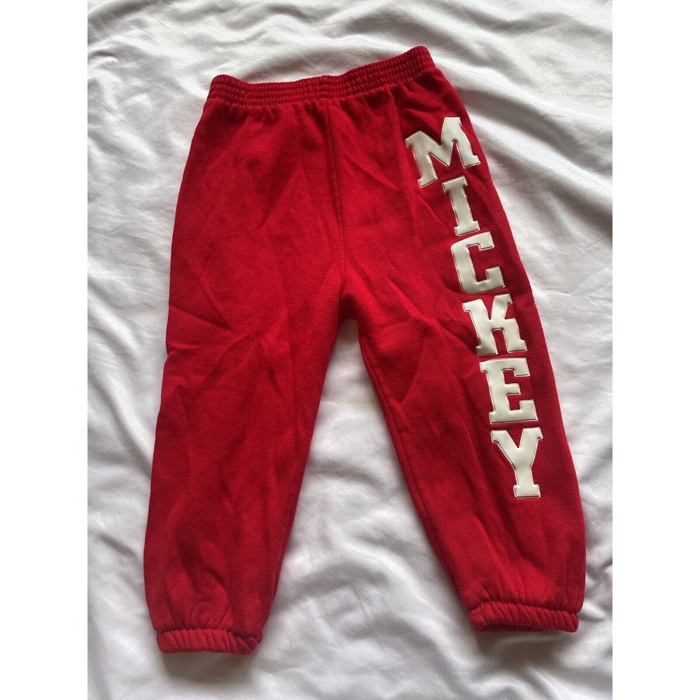 Disney Mickey Mouse Sweat Pants Vintage Spell Out Red 2T Made in USA Pilgrim